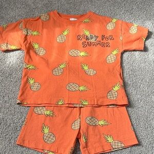 Zara Orange Pineapple Print 2 piece set